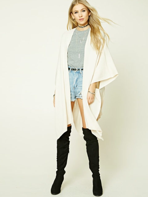 

FOREVER 21 Women Off-White Solid Cardigan