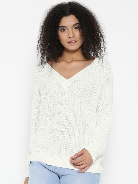 

FOREVER 21 Women White Solid Sweater