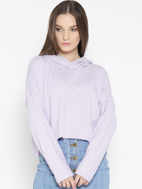 

FOREVER shirt21 Women Lavender Solid Hooded Sweat