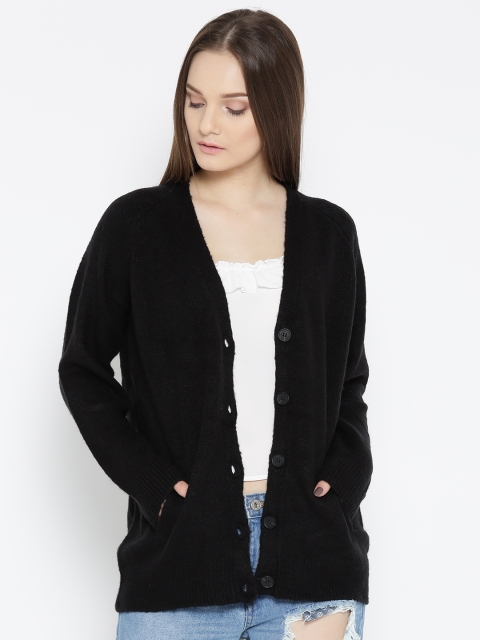 

FOREVER 21 Women Black Solid Cardigan