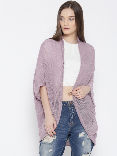 

FOREVER 21 Women Lavender Solid Front-Open Sweater