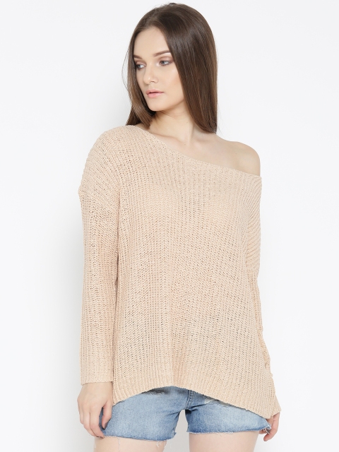 

FOREVER 21 Women Beige Self-Design Sweater