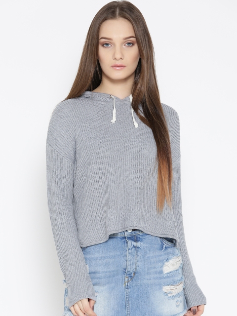 

FOREVER 21 Women Grey Self Design Sweater