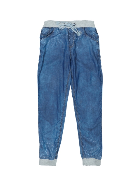 

Gini and Jony Girls Blue Printed Detail Washed Joggers