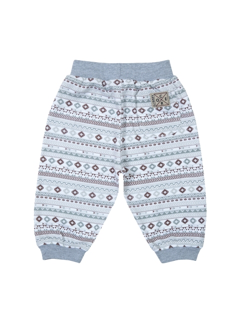 

Gini and Jony Boys White & Blue Regular Fit Printed Joggers