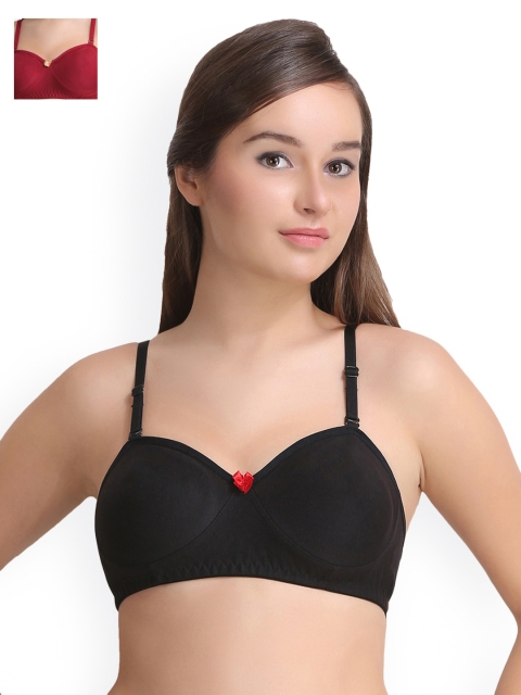 

Leading Lady Pack of 2 Full-Coverage Bras LLDEMI-2-BLK-MR, Black