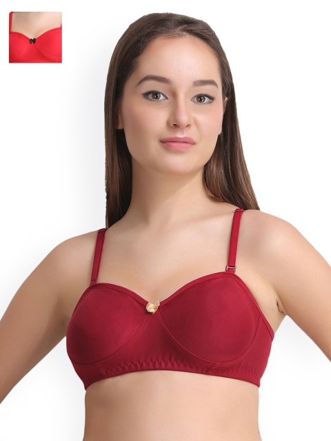 

Leading Lady Pack of 2 Full-Coverage Bras LLDEMI-2-RD-MR, Red