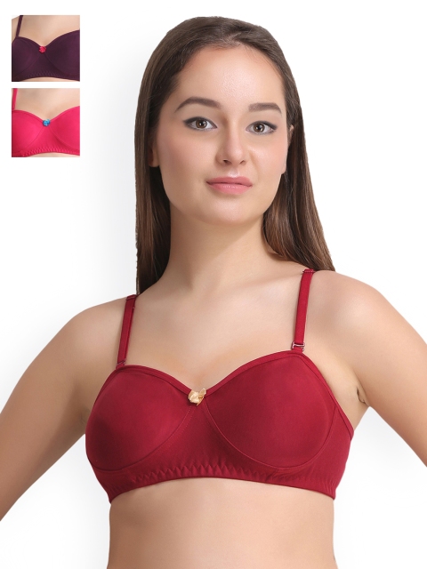 

Leading Lady Pack of 3 Full-Coverage Bras LLDEMI-3-RN-PP-MR, Purple