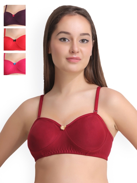 

Leading Lady Pack of 4 Everyday Bras LLDEMI-4-MR-PP-RD-RN, Multi