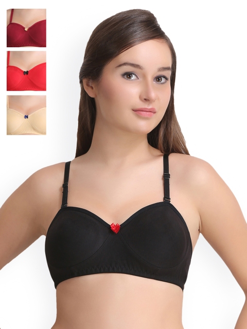 

Leading Lady Pack of 4 Everyday Bras LLDEMI-4-RD-SKN-BLK-MR, Multi