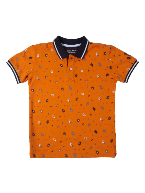 

Gini and Jony Boys Orange Printed Polo Collar T-shirt