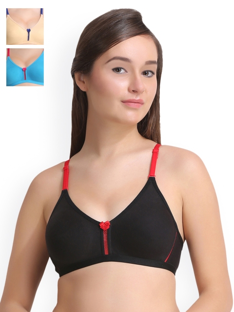 

Leading Lady Pack of 3 Full-Coverage Bras LLDONA-3-SKN-BLK-SKY, Beige