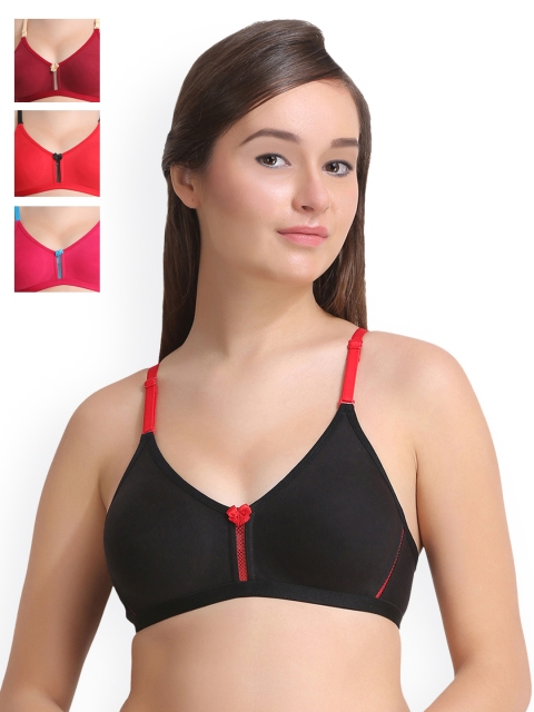 

Leading Lady Pack of 4 Full-Coverage Bras LLDONA-4-RN-RD-BLK-MR, Maroon