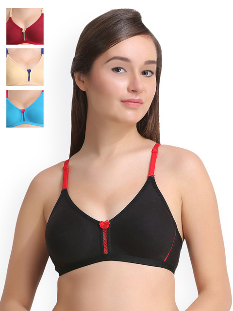 

Leading Lady Pack of 4 Full-Coverage Bras LLDONA-4-SKN-BLK-MR-SKY, Maroon
