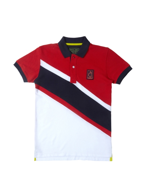 

Gini and Jony Boys Red & White Colourblocked Polo Collar T-shirt