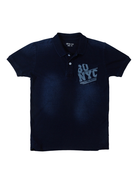 

Gini and Jony Boys Navy Blue Solid Polo Collar T-shirt