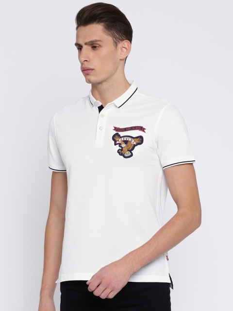 

Levis Men White Solid Polo Collar T-shirt