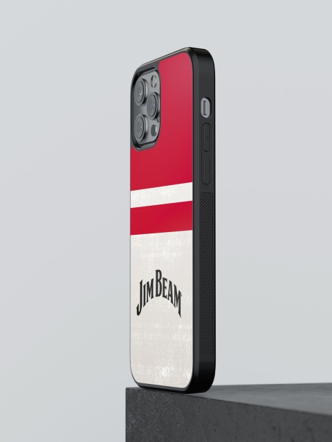 

macmerise Red & Off White Printed Jim Beam Stripes iPhone 12 Pro Max Phone Back Case