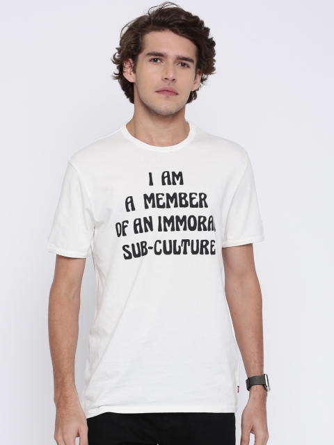 

Levis Men White Printed Round Neck T-shirt