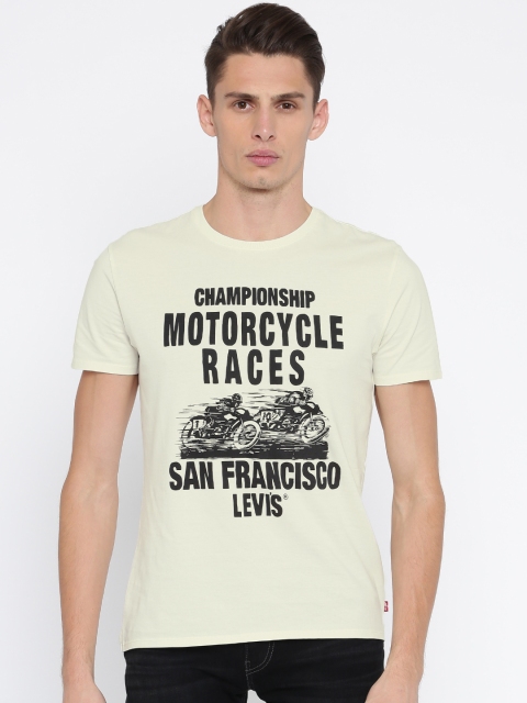 

Levis Men Cream Printed Round Neck T-shirt