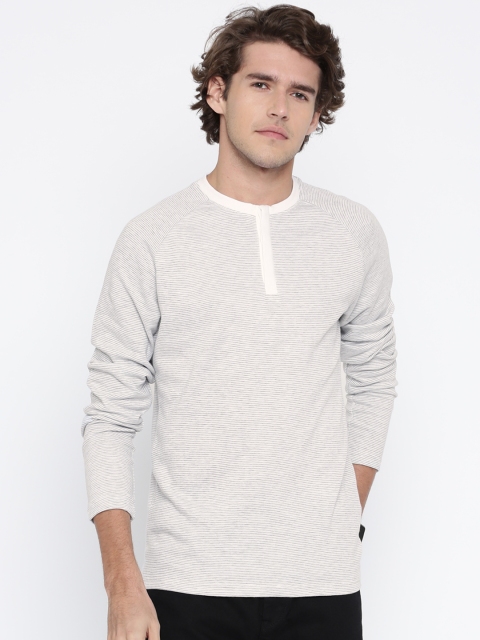 

Levis Men Grey Striped Henley Neck T-shirt