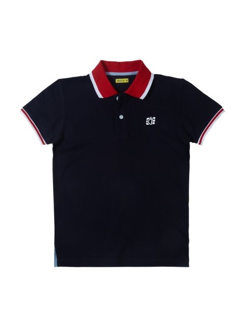 

Gini and Jony Boys Navy Blue Solid Polo Collar T-shirt