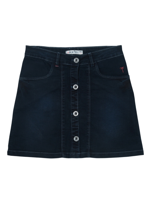 

Palm Tree Girls Navy Denim Skirt, Blue