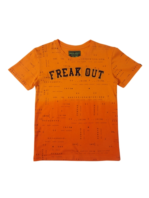 

Gini and Jony Boys Orange Printed Round Neck T-shirt