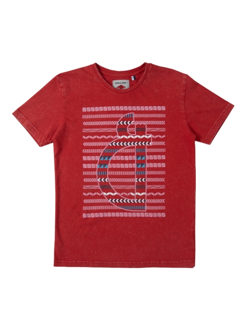 

Gini and Jony Boys Red Printed Round Neck T-shirt