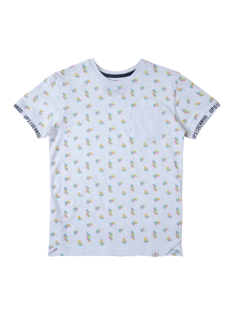 

Gini and Jony Boys White Printed Round Neck T-shirt