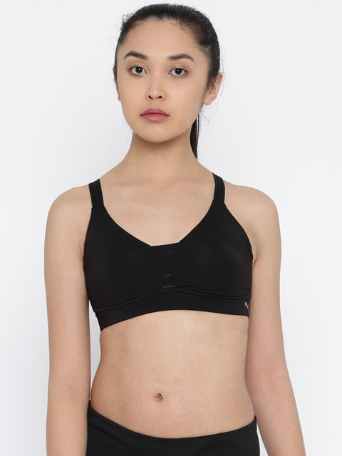 

Puma Black Self-Design Non-Wired Non-Padded Yogini Show Off Sports Bra 51567401