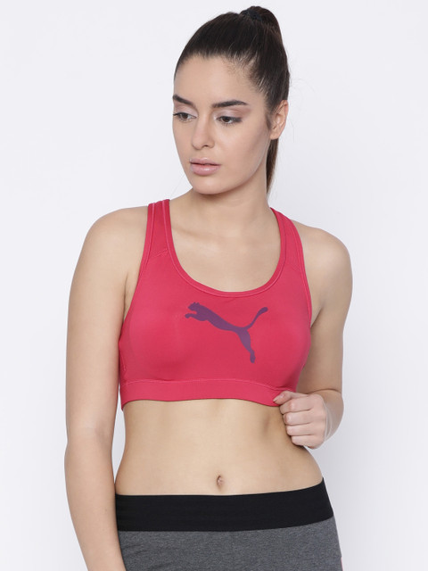 

Puma Pink Printed Non-Wired Lightly Padded Sports Bra