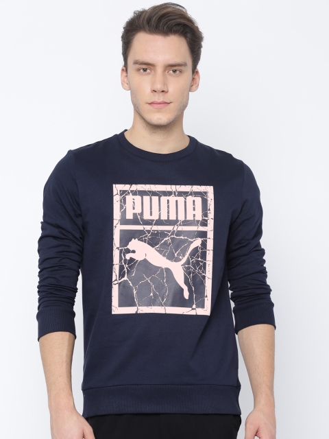 

Puma Men Navy Blue Printed Archive Graphic Crew Sweatshirt
