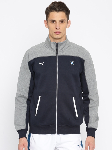 

PUMA Motorsport Men Navy & Grey Melange Colourblocked BMW MSP Sweatshirt, Navy blue