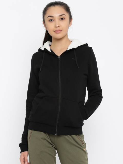 

Puma Women Black Solid Hooded Sweatshirt