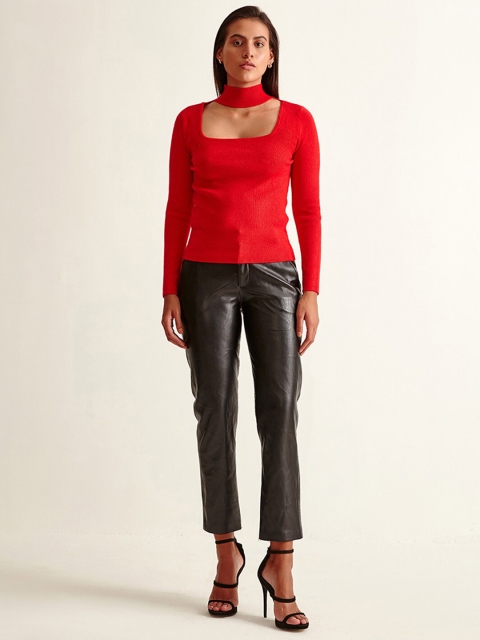 

COVER STORY Women Red Solid Pullover