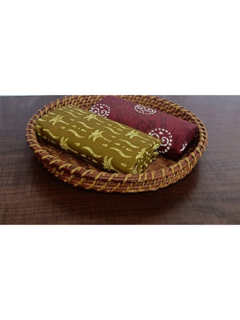 

SALWAR STUDIO Green & Brown Printed Pure Cotton Unstitched Dress Material