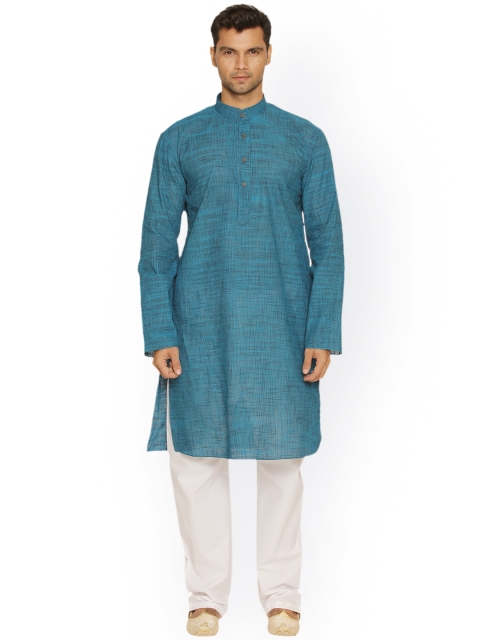 

Manyavar Men Blue Solid Straight Kurta