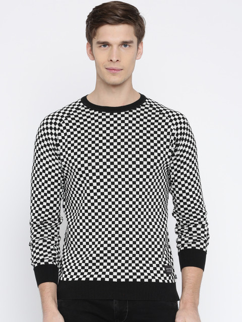 

Levis Men Olive Green & Off-White Self-Design Pullover