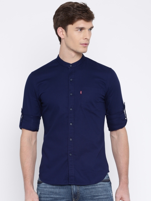 

Levis Men Navy Blue Classic Slim Fit Self-Design Casual Shirt