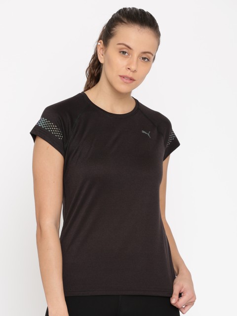 

Puma Women Black Solid Round Neck T-Shirt
