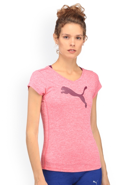 

Puma Women Pink Printed Slim Fit Heather Cat T-shirt