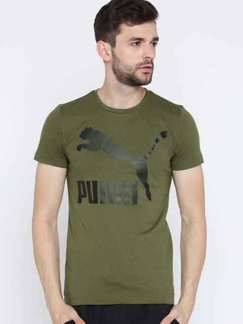 

Puma Men Olive Green Printed Archive Logo T-shirt