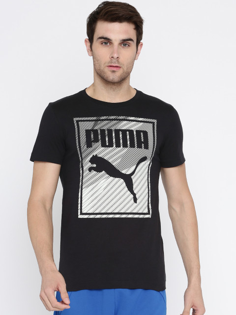 

Puma Men Black Printed Round Neck Brand Box Logo T-shirt