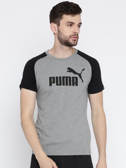 

Puma Men Grey Slim Fit Printed ESS No.1 Logo Raglan T-shirt