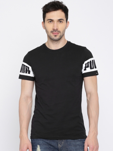 

Puma Men Black Solid Round Neck T-shirt