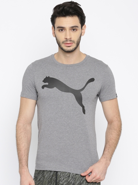 

Puma Men Grey Melange Slim Fit Printed ESS Big Cat Heather T-shirt