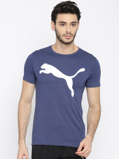 

Puma Men Blue Printed Round Neck ESS Big Cat Heather T-shirt
