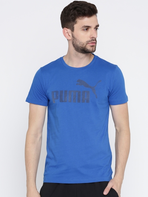 

Puma Men Blue Printed Round Neck P48 Core Logo T-shirt