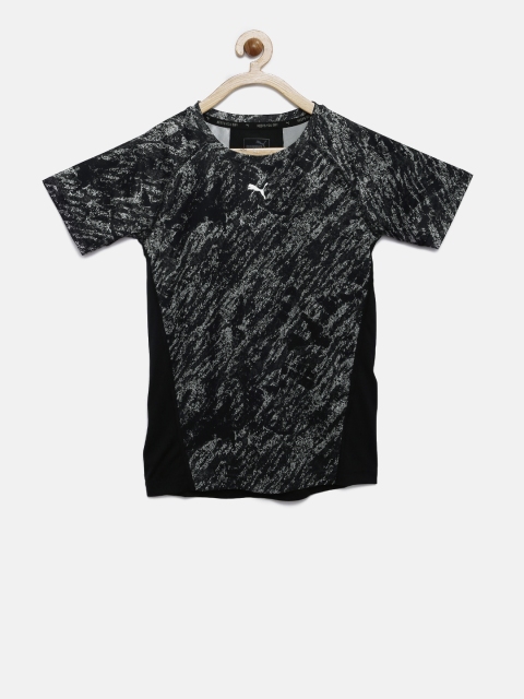 

Puma Boys Black & Grey Printed Round Neck T-shirt